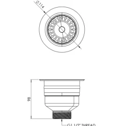 Top-Fix 90mm Kitchen Basket Strainer Waste