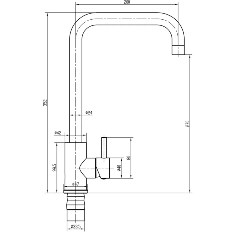Top-Fix Vito D-Shape Single Lever Mono Kitchen Mixer Tap
