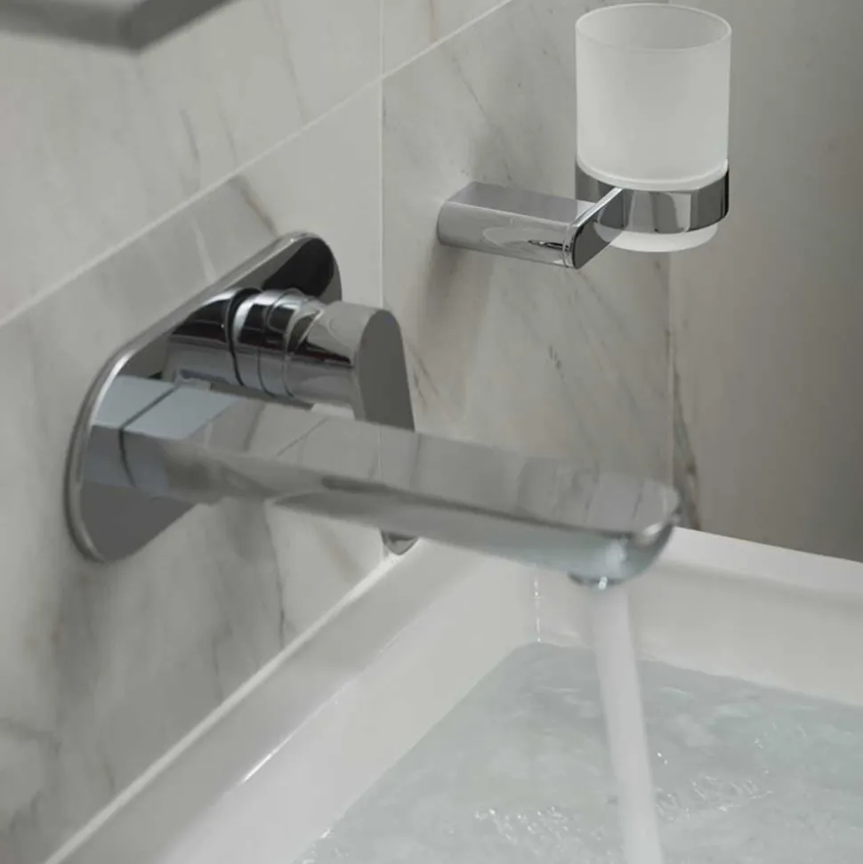 Vado Photon Wall Mounted 2 Hole Basin Mixer with Oval Backplate