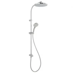 Vado Rigid Riser with Round Overhead Shower, Handset, Integral Outlet & Diverter