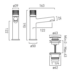 Vado Safari Cold Start Leverless Mono Basin Mixer Tap with Optional Universal Basin Waste