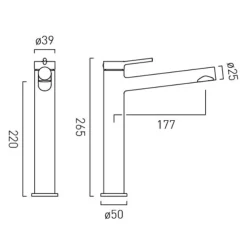 Vado Safari Cold Start Single Lever Tall Basin Mixer Tap