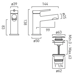 Vado Safari Cold Start Single Lever Mini Mono Basin Mixer Tap with Optional Universal Basin Waste