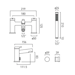 Vado Safari Deck Mounted Bath Shower Mixer Tap with Wall Mounted Shower Handset