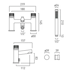 Vado Safari Exposed Leverless Deck Mounted Bath Shower Mixer Tap