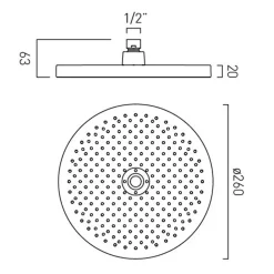 Vado Safari Fixed Round Shower Head