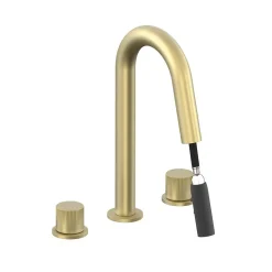 Vado Safari 3 Hole Leverless Deck Mounted Basin Mixer Tap with Pull Out Spout