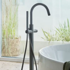 Vado Safari Leverless Deck Mounted Bath Shower Mixer Tap with Wall Mounted Shower Handset