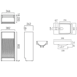 Vado Safari 400mm Fluted Cloakroom Floorstanding Vanity Unit & Basin