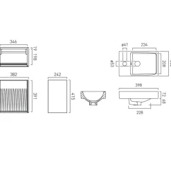 Vado Safari 400mm Fluted Cloakroom Wall Hung Vanity Unit & Basin