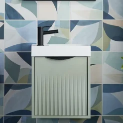 Vado Safari 400mm Fluted Cloakroom Wall Hung Vanity Unit & Basin