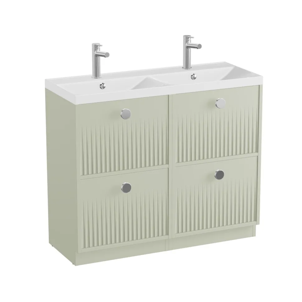 Vado Safari 1000mm Fluted Floorstanding Vanity Unit & Double Basin