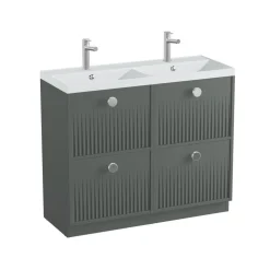 Vado Safari 1000mm Fluted Floorstanding Vanity Unit & Double Basin