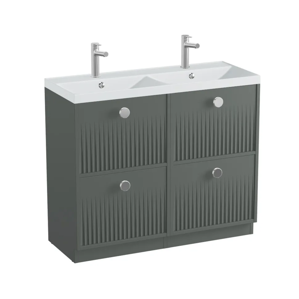 Vado Safari 1000mm Fluted Floorstanding Vanity Unit & Double Basin