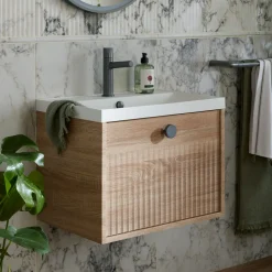 Vado Safari 600mm Fluted Wall Hung Vanity Unit & Basin