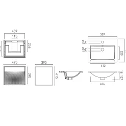 Vado Safari 500mm Fluted Wall Hung Vanity Unit & Basin