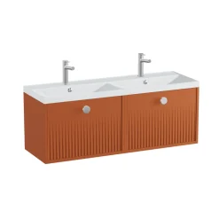 Vado Safari 1200mm Fluted Wall Hung Vanity Unit & Double Basin