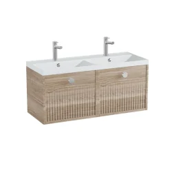 Vado Safari 1000mm Fluted Wall Hung Vanity Unit & Double Basin