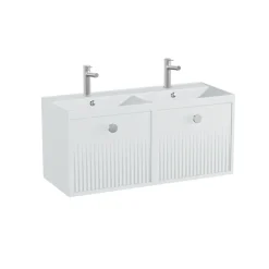 Vado Safari 1000mm Fluted Wall Hung Vanity Unit & Double Basin