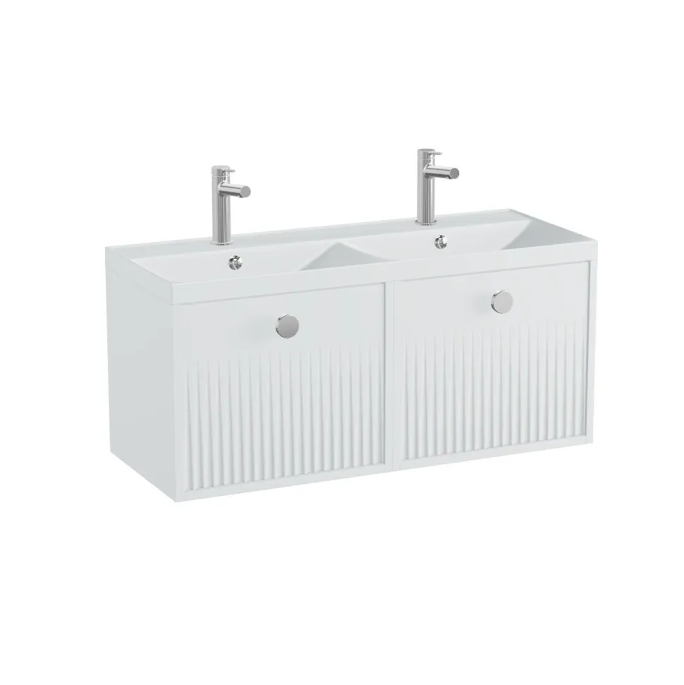 Vado Safari 1000mm Fluted Wall Hung Vanity Unit & Double Basin
