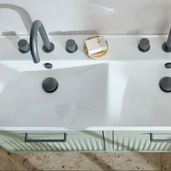 Vado Safari 1000mm Fluted Wall Hung Vanity Unit & Double Basin