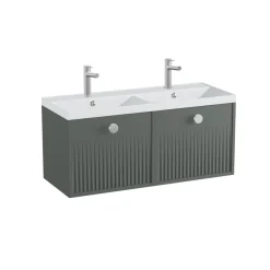 Vado Safari 1000mm Fluted Wall Hung Vanity Unit & Double Basin