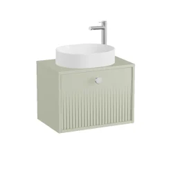 Vado Safari 600mm Fluted Wall Hung Vanity Unit & Worktop
