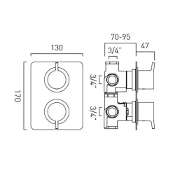 Vado Safari 3 Outlet Concealed Thermostatic Shower Valve