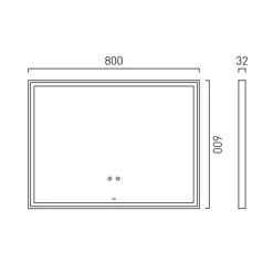 Vado Safari Rectangular Illuminated Mirror with Demister Pad & Colour Change LEDs - 800 x 600mm