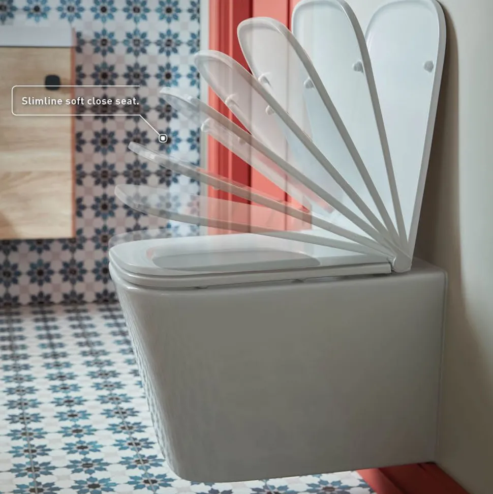 Vado Safari Slimline Soft Close Square Toilet Seat for Back to Wall & Wall Hung Toilet