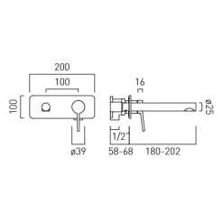 Vado Safari Square Wall Mounted Basin Mixer Tap