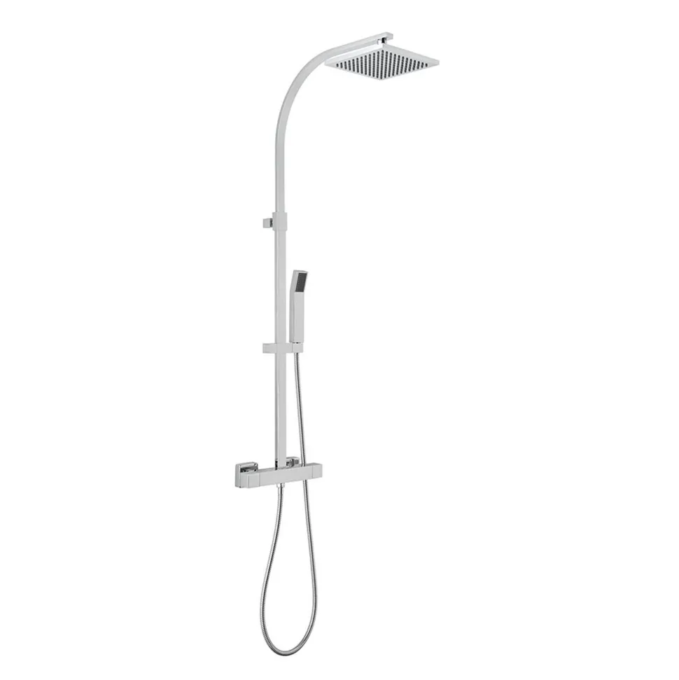Vado Velo Square Thermostatic Shower Valve with Integrated Diverter & Rigid Riser Rail Kit