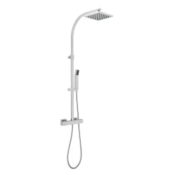 Vado Velo Square Thermostatic Shower Valve with Integrated Diverter & Rigid Riser Rail Kit