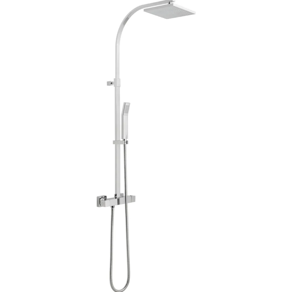 Vado Velo Square Thermostatic Shower Valve with Integrated Diverter & Rigid Riser Rail Kit