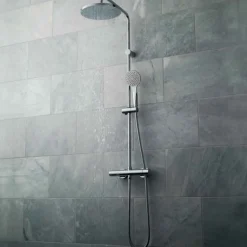 Vado Velo Thermostatic Shower Valve with Rigid Riser, Shower Head & Handset