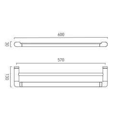 Vado Zoo 600mm Double Towel Rail