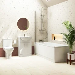 Vellamo Alpine Complete Bathroom Suite with Shower Bath & Rimless Toilet