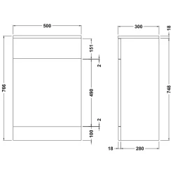 Vellamo Alpine 500mm Back to Wall WC Toilet Unit