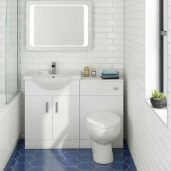 Vellamo Alpine 1150mm 2 Door Furniture Suite with Back to Wall Toilet & Concealed Cistern - Gloss White