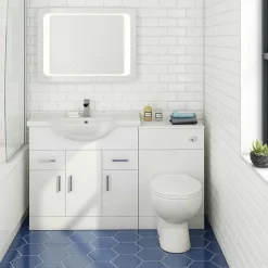 Vellamo Alpine 1350mm 3 Door Furniture Suite with Back to Wall Toilet & Concealed Cistern - Gloss White