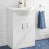 Vellamo Alpine 550mm Floorstanding Vanity Unit & Basin - Gloss White