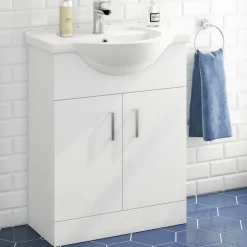 Vellamo Alpine 650mm Floorstanding Vanity Unit & Basin - Gloss White