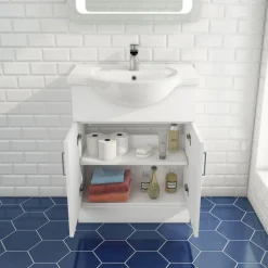 Vellamo Alpine 650mm Floorstanding Vanity Unit & Basin - Gloss White