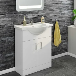 Vellamo Alpine 650mm Floorstanding Vanity Unit & Basin - Gloss White