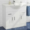 Vellamo Alpine 850mm Floorstanding Vanity Unit & Basin - Gloss White