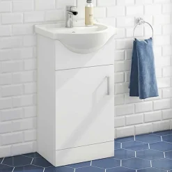 Vellamo Alpine 450mm Floorstanding Vanity Unit & Basin - Gloss White