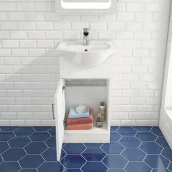 Vellamo Alpine 450mm Floorstanding Vanity Unit & Basin - Gloss White