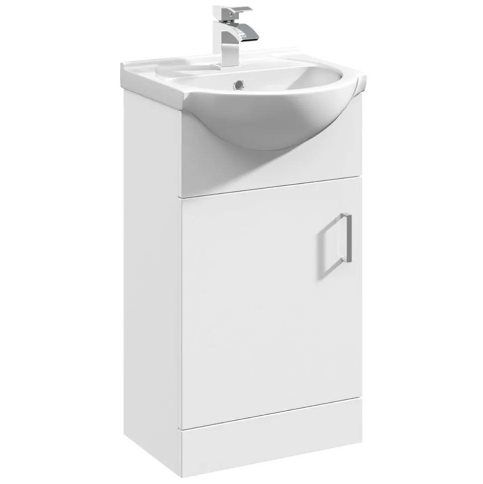 Vellamo Alpine 450mm Floorstanding Vanity Unit & Basin - Gloss White