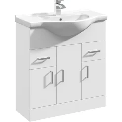 Vellamo Alpine 750mm Floorstanding Vanity Unit & Basin - Gloss White