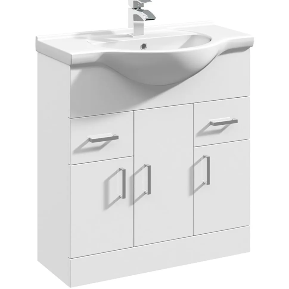 Vellamo Alpine 750mm Floorstanding Vanity Unit & Basin - Gloss White